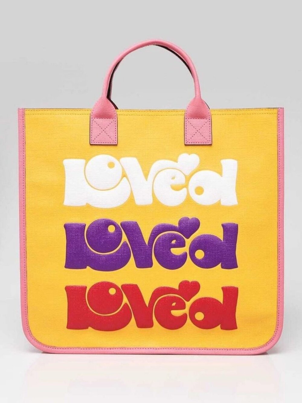 Gucci Pink/Yellow Coated Canvas Rainbow "Loved" Children's Tote Bag
